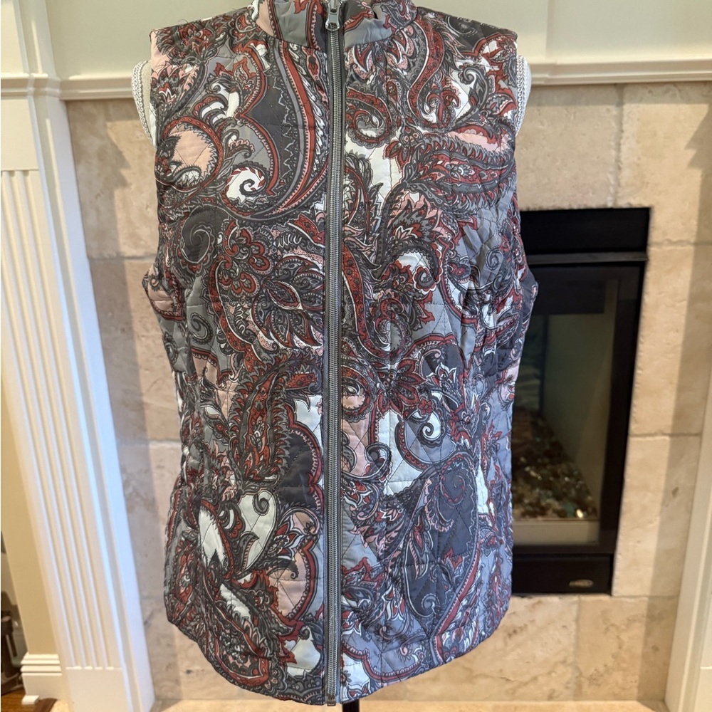 Ruby Rd. Paisley Patterned Zip-Up Vest Medium